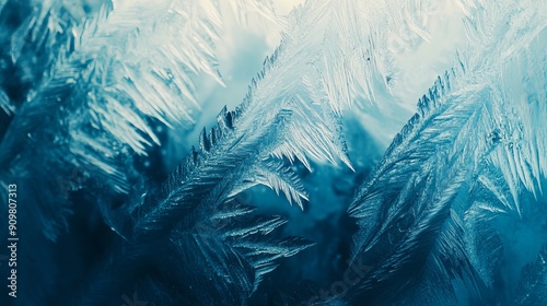 A winter iced pattern on frozen window glass, illustrating a lack of ventilation. This image evokes concepts of cold temperatures both outside and inside, potentially linked to an energy or power cris