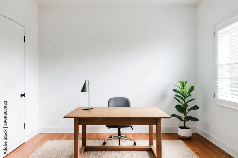 Fototapeta premium Simplicity at Its Best: White-Walled Home Office