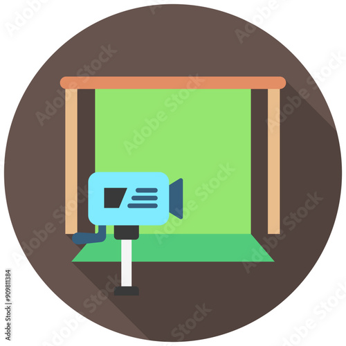 Green Screen rounded multi color icon, related to movie and cinema theme. Use for modern concept, UI or UX kit, web and app development.