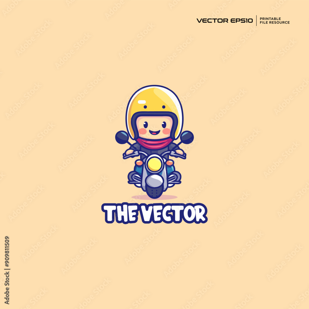 Cute boy riding a motorbike mascot, vector, logo, character, cartoon, illustration, eps10 Cute boy riding a motorbike mascot, vector, logo, character, cartoon, illustration, eps10