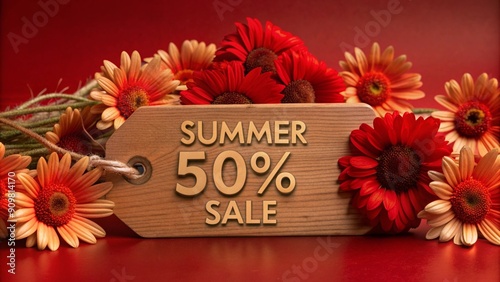 Sale text banner, 3d background photo