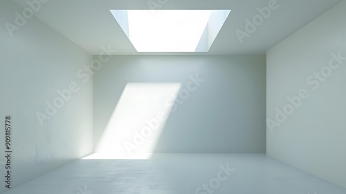 Minimalist White Room with Skylight