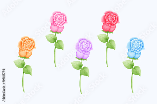 Hand-Drawn Watercolor rose flower Clipart: Create Beautiful Floral Designs with Ease