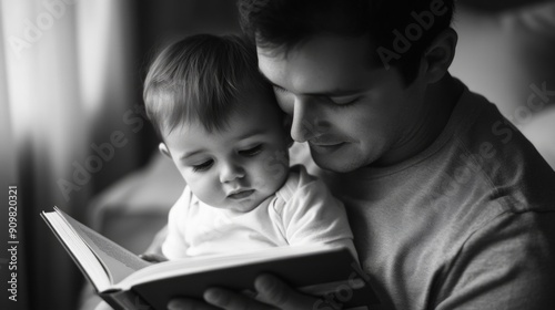 A person holding a book and reading to an infant, a heartwarming moment of bonding and learning