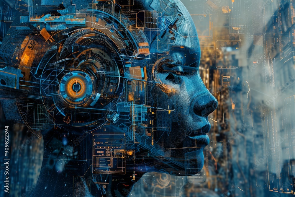 Obraz premium Abstract surreal artwork depicting cyber protection.