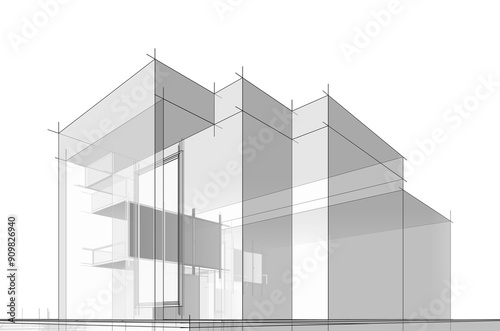 architectural sketch of a house