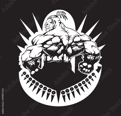 Heaviest Bodybuilder Weight Lifter Backside Back in Logo Style Clipart White on Black Background Art Vector for T-shirts and Wall Decal Workout Athletic Gym Muscle Fitness Beast Barbell Healthy Wall