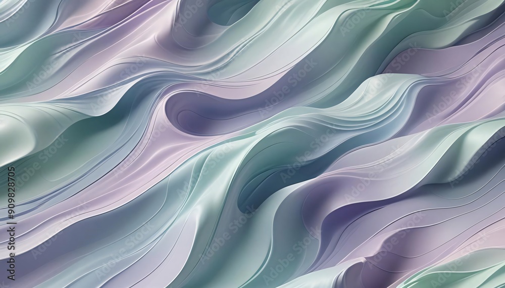 Obraz premium Ethereal Waves: Abstract Flowing Pastel Illustration