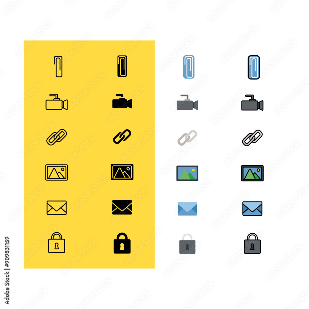 video, camera, link, image, lock, Web and App Icon Set