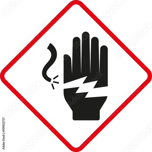Electrical shock sign. Hazardous material sign.
