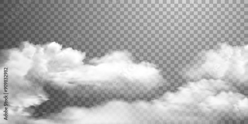 White realistic cloud sky,cloudscape on transparent background