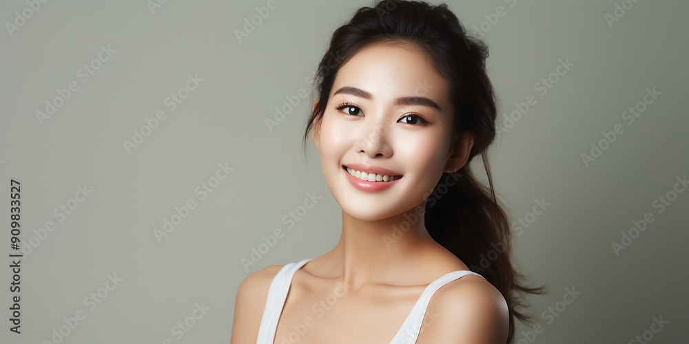 깨끗하고 상쾌한 피부를 가진 아름다운 젊은 아시아 여성, 얼굴 관리, 얼굴 트리트먼트, 미용, 뷰티 및 스파, 아시아 여성 초상화. 깨끗하고 상쾌한 피부를 가진 아름다운 젊은 아시아 여성, 얼굴 관리, 얼굴 트리트먼트, 미용, 뷰티 및 스파, 아시아 여성 초상화.