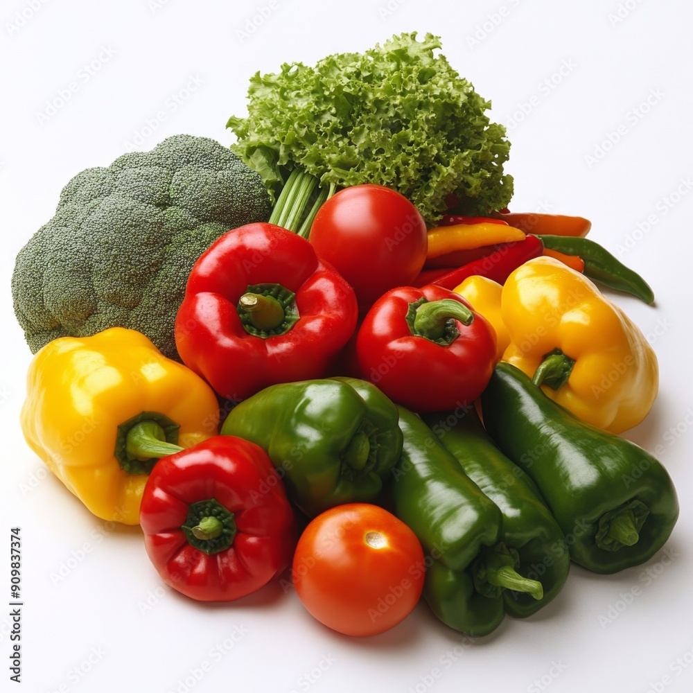 Vibrant Broccoli - Detailed Digital Art of Fresh Vegetable Element with Healthy Texture on White Background Vibrant Broccoli - Detailed Digital Art of Fresh Vegetable Element with Healthy Texture on White Background
