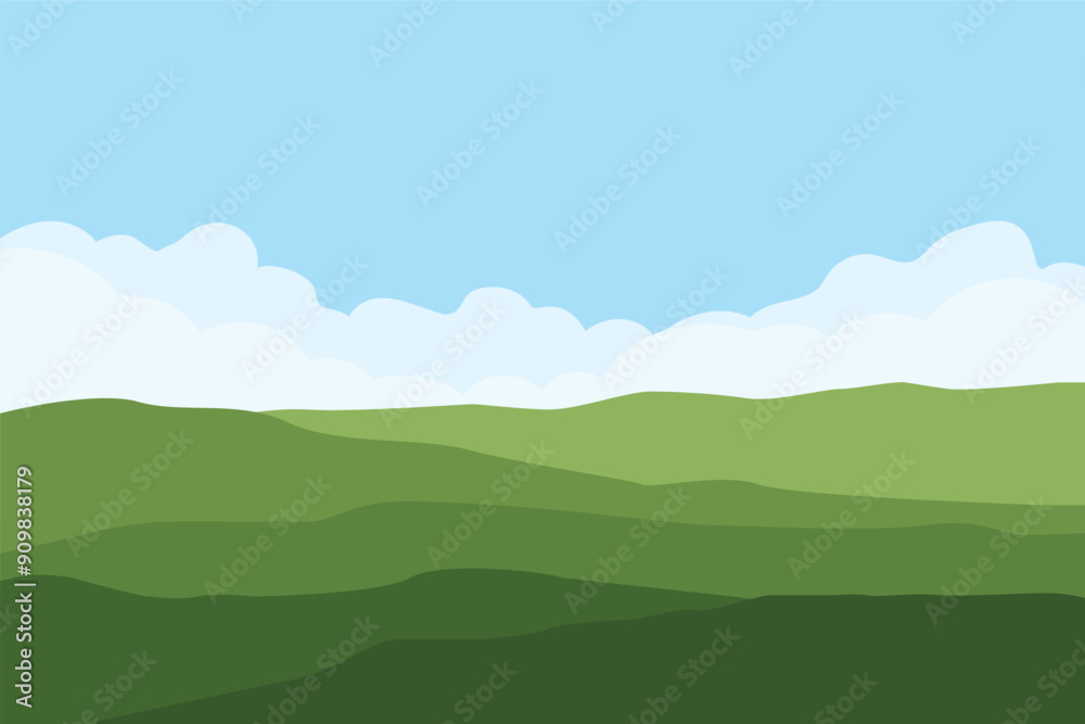 green fields against blue sky- vector illustration green fields against blue sky- vector illustration