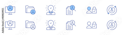 User icon set in two styles, Duotone and Thin Line style. Editable stroke. user, profile, idea, job search