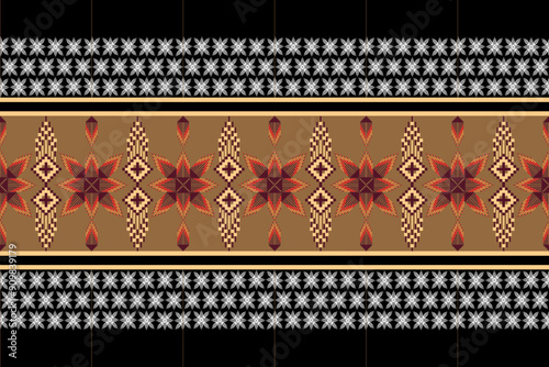 Geometric floral pattern background vector illustration.flower ethnic pixel pattern,Aztec style,abstract background.design for texture,fabric,clothing,decoration,print,sarong.