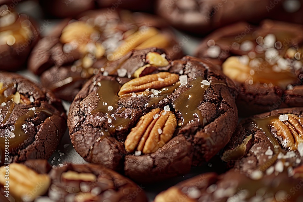 Decadent chocolate cookies with caramel