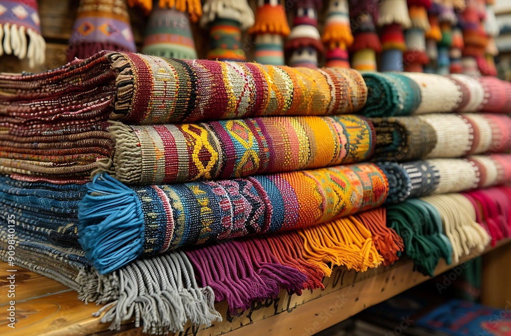 a stack of colorful blankets
a stack of colorful blankets