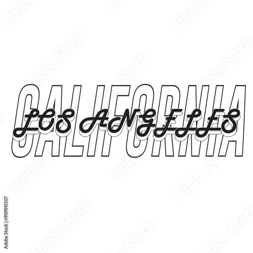 typography college varsity los angeles california state slogan print for graphic tee t shirt or sweatshirt - Vector