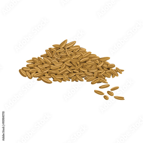 vector drawing wheat seeds isolated at white background, hand drawn illustration