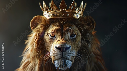 Lion with a King Crown. Jesus the Lion 8k Realistic Light

 photo