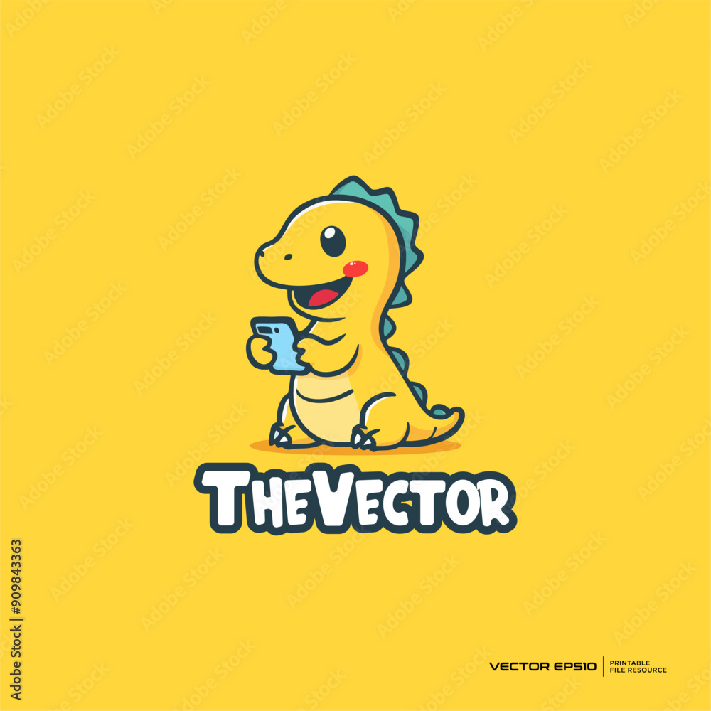 Obraz premium Cute crocodile holding gadget vector, mascot, logo, character, cartoon, illustration, eps10
