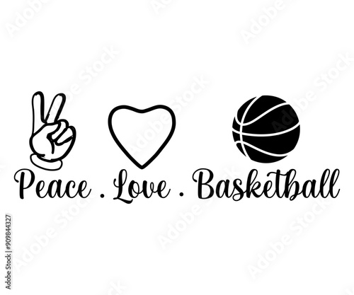 Peace Love Basketball Svg,Basketball Svg,Basketball Cricut,Basketball Mascot Svg,Basketball Team Shirt,Template,Cut File Cricut,Silhouette