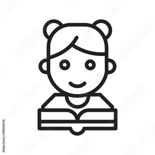 Girl Reading icon vector image.Suitable for use on web apps, mobile apps and print media.