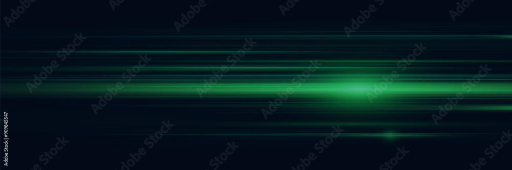 Horizontal green line effect. Dynamic movement of light effect. Horizontal green line effect. Dynamic movement of light effect.