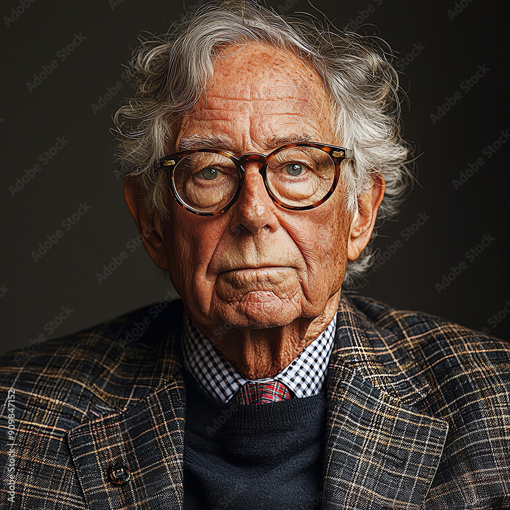 Fotografie Alter Mann mit Brille, Anzug und Kravatte