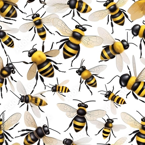 seamless background with bees