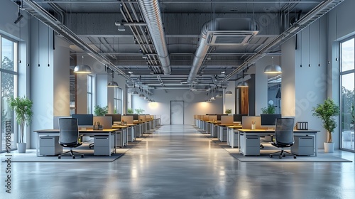 Modern Office Space Featuring Multiple Workstations and Natural Light During Daytime Hours