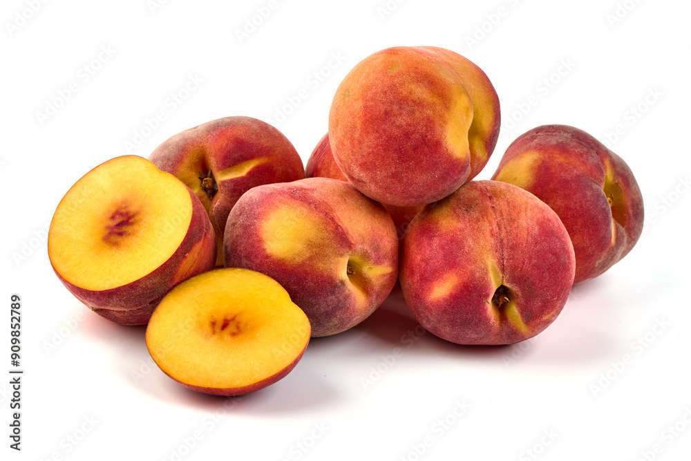Fresh peaches, isolated on white background. Fresh peaches, isolated on white background.