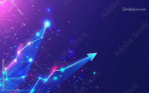Low Poly Stock Growth Bar Graph with Arrow Up and Arrow Stock Market photo