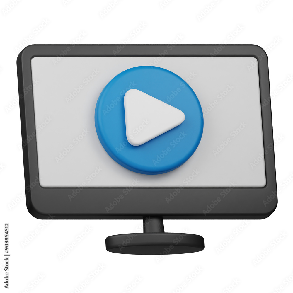 Video player 3d icon isolated on the transparent background Video player 3d icon isolated on the transparent background