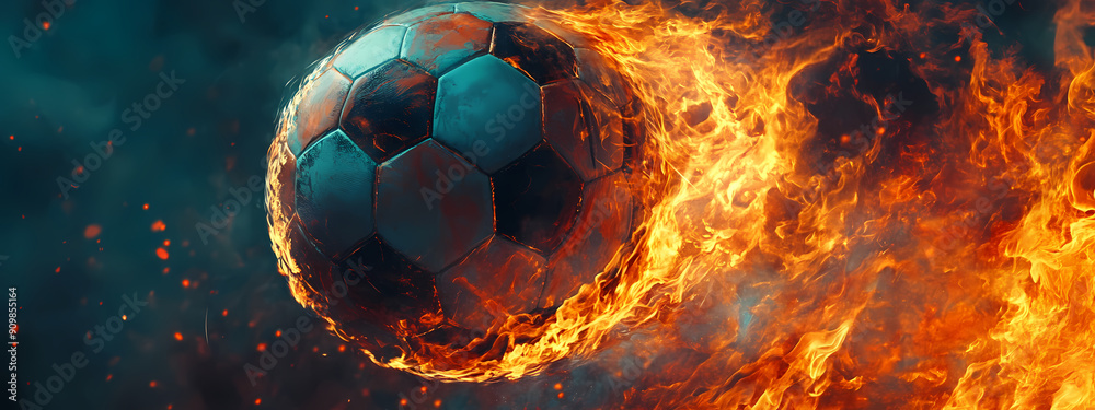 Fototapeta premium Flaming Soccer Ball