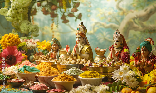 Govardhan Puja copy space background photo