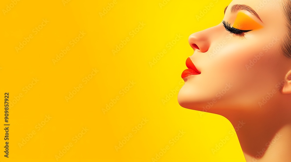 Photorealistic Graphic Portrait with Copy Space, Flat Design Illustration for Text Overlay Photorealistic Graphic Portrait with Copy Space, Flat Design Illustration for Text Overlay