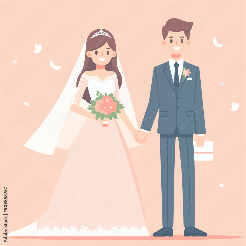 bride and groom wedding dress. flat design style vector graphic illustration bride and groom wedding dress. flat design style vector graphic illustration