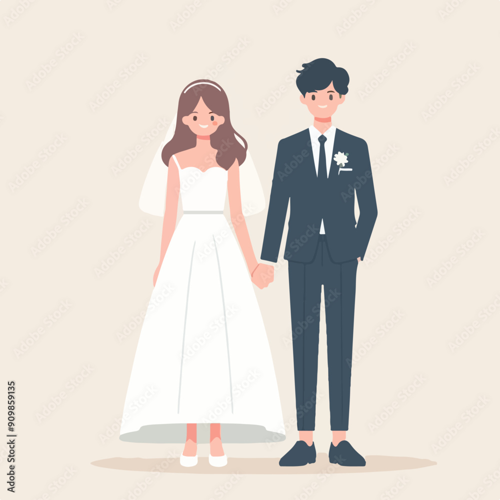 bride and groom wedding dress. flat design style vector graphic illustration bride and groom wedding dress. flat design style vector graphic illustration