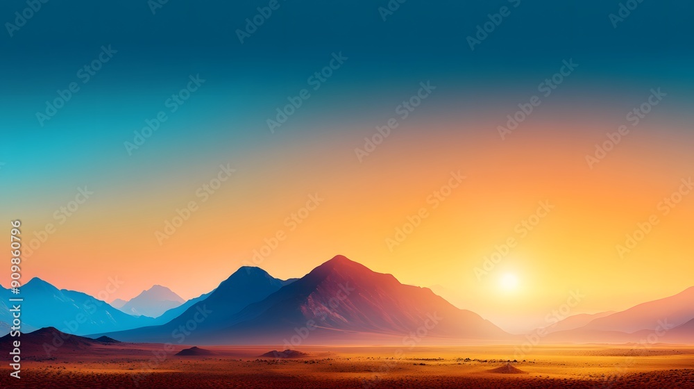 Photorealistic Graphic Landscape with Mountains and Copy Space, Flat Design Illustration. Photorealistic Graphic Landscape with Mountains and Copy Space, Flat Design Illustration.