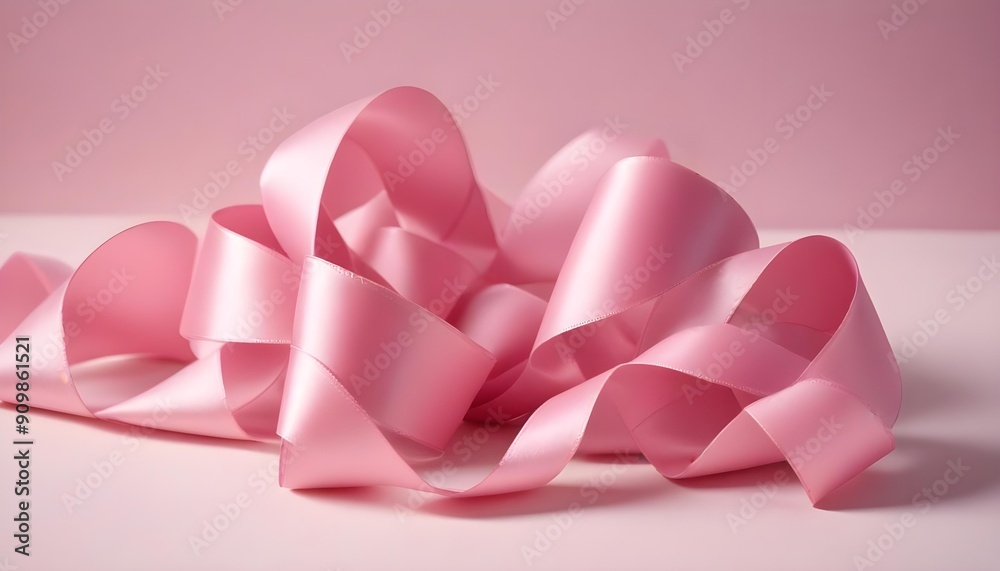 Pink ribbon on a pink background Pink ribbon on a pink background
