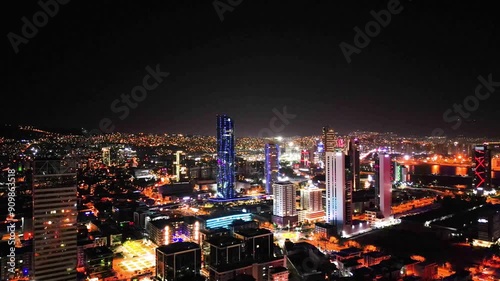 Wallpaper Mural Aerial night shot over the city views Izmir Turkey. High quality 4k footage Torontodigital.ca