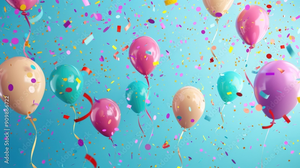 Bright background with cartoon balloons and confetti, ideal for celebrating school achievements. Bright background with cartoon balloons and confetti, ideal for celebrating school achievements.