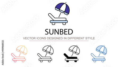 Sunbed icon design with white background stock illustration