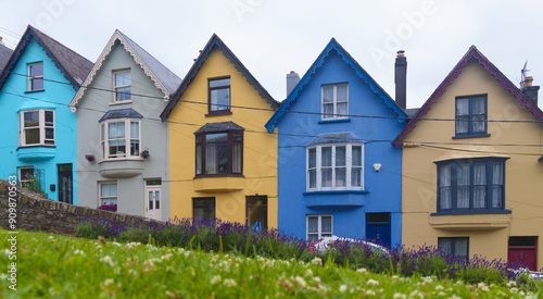 Colored houses in Cobh, County Cork, Republic of Ireland.