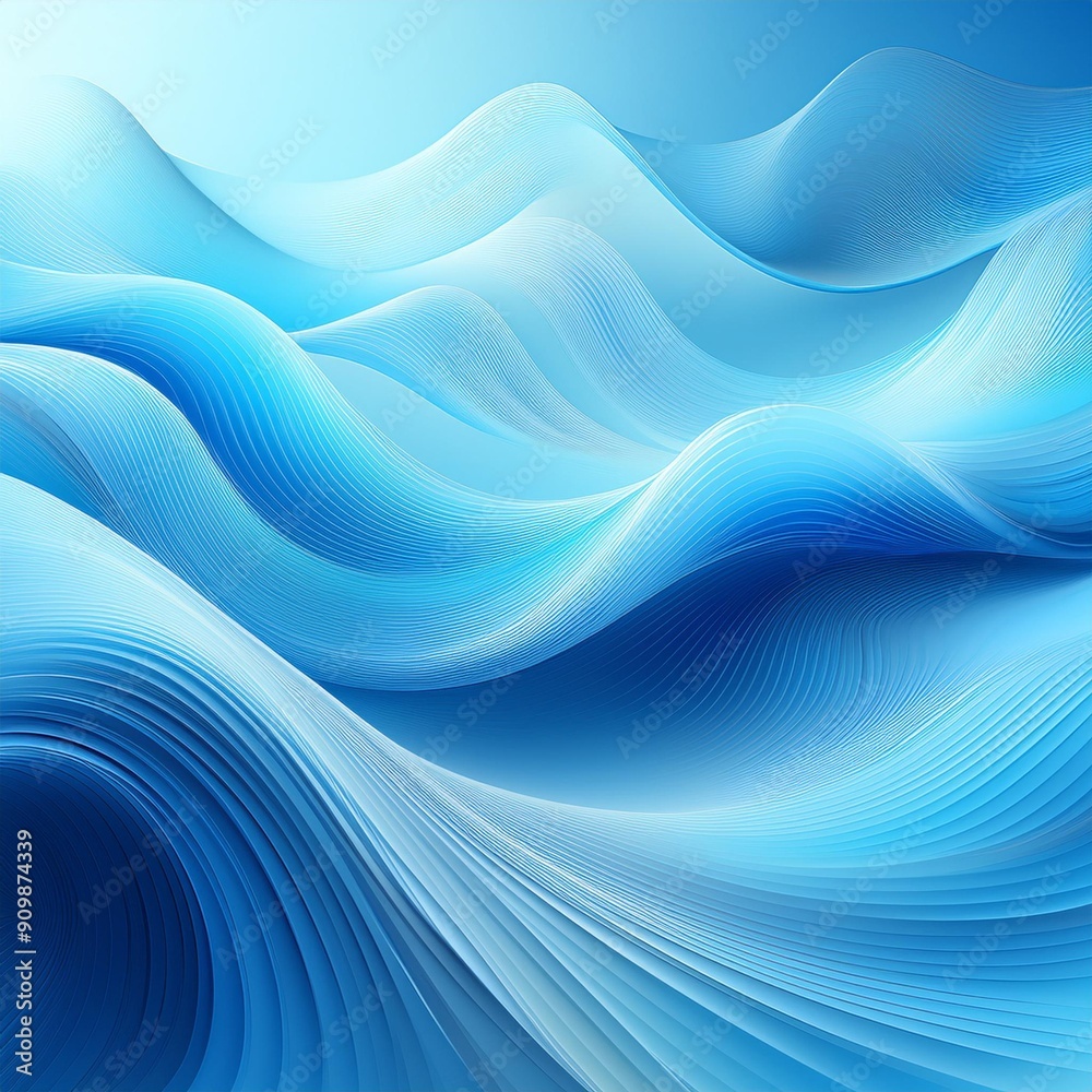 Obraz premium soft waves and curves in abstract light blue background