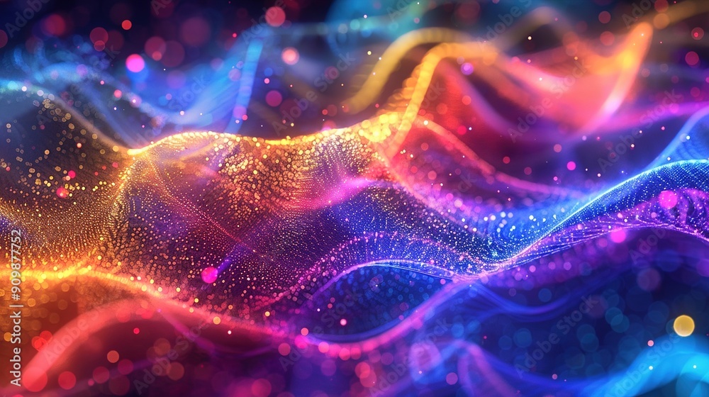 A colorful abstract background of swirling digital particles, creating a sense of motion and energy. A colorful abstract background of swirling digital particles, creating a sense of motion and energy.
