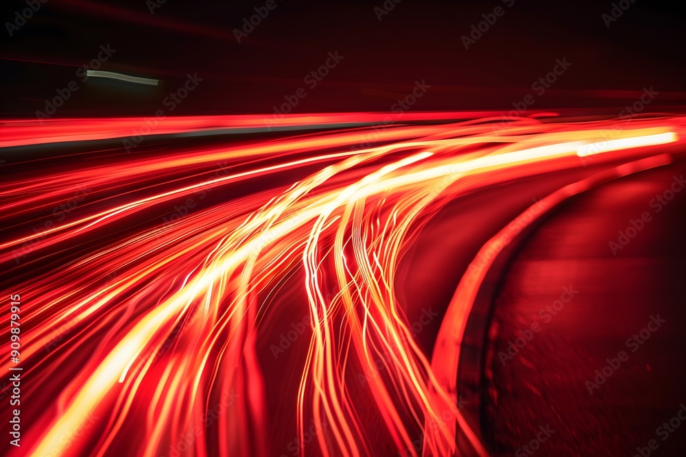 Red light trails on a black background Red light trails on a black background
