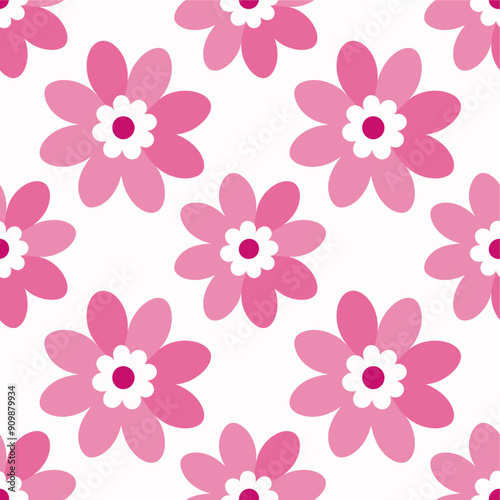 Seamless floral pattern vector with delicate blossoms and leaves, perfect for fabric design.